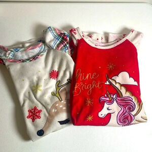 Plush Rudolph & Unicorn Plaid Holiday Nightgown (2) - Size S (6/6X)